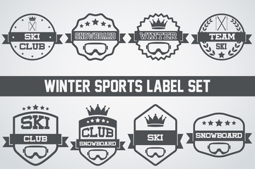 Set of Vintage Ice Snowboarding or SKI Club Badge and Label