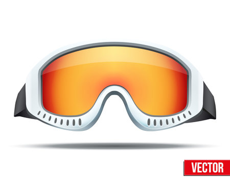 Classic snowboard ski goggles with colorful glass. Vector