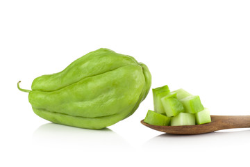 Chayote on white background