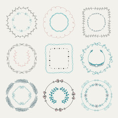 Colorful Hand Sketched Frames, Borders, Design Elements