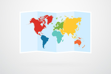 Fototapeta na wymiar World Map Cardboard Vector