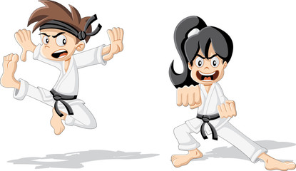Cartoon karate kids training karate   © denis_pc