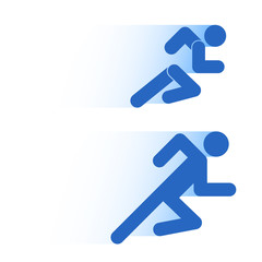 Running people in motion. Simple symbol of run.