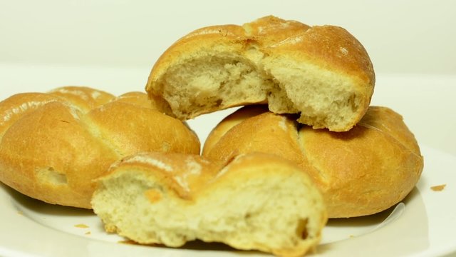 bakery product - white bun - white background studio