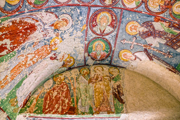 Fresco in cave orthodox church El Nazar, Cappadocia, Turkey