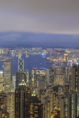 Hong Kong city, This  photo was shot from Victoria Peak in the evening after sunset.