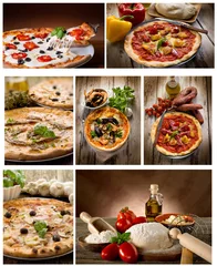 Crédence de cuisine en verre imprimé Pizzeria pizza collage