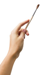 Female hand with brush isolated on white background