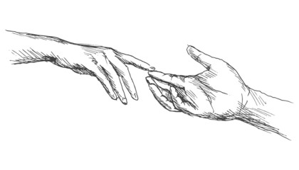 sketch touching hands