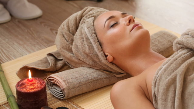 young woman at spa session
