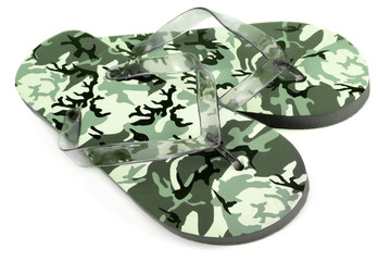 Male flops camo color on a white background  - obrazy, fototapety, plakaty