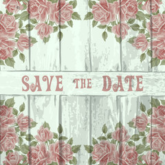 Vintage wood background with roses