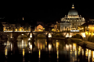 Fototapeta na wymiar St Peter by night, Rome, Italy