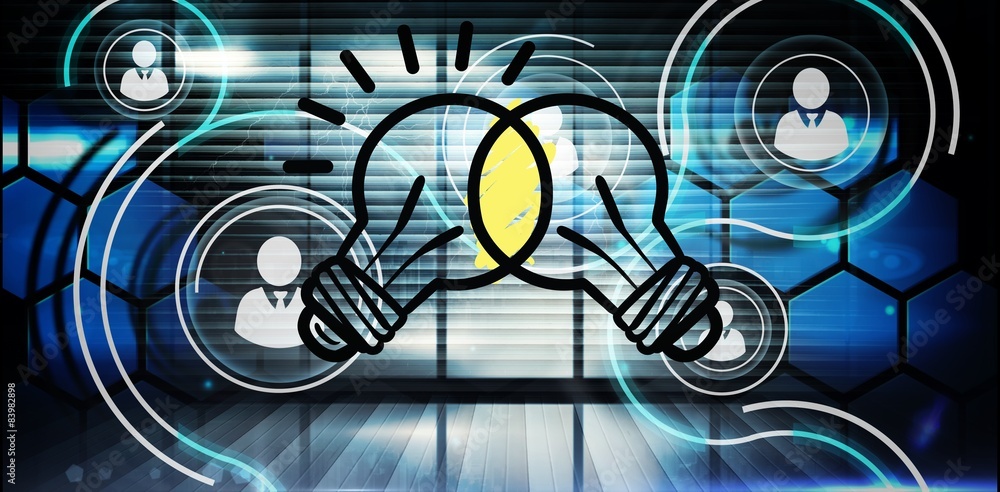 Poster Composite image of linking light bulbs 
