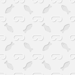 Summer holidays, sea, fish, mask seamless pattern. Eps10