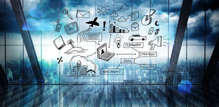 Composite image of brainstorm graphic - Powered by Adobe