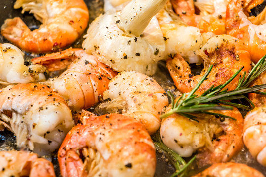 Pan fried shrimp with rosemary