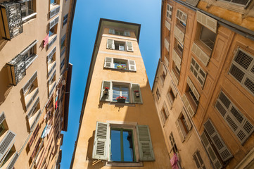 vintage building architecture of old town Nice in France