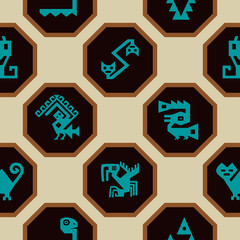 Seamless background with American Indians relics