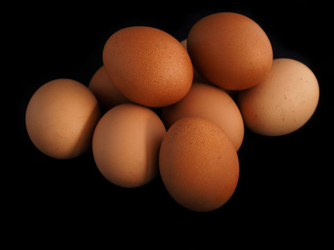 Eggs on a black background