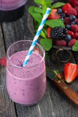 Homemade antioxidant summer fruits smoothie