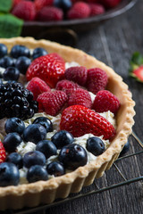 Homemade tart with fresh berries summer fruit