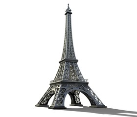 Eiffel tower isolated on a white background.