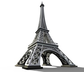 Eiffel tower isolated on a white background.