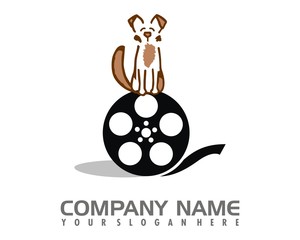dog roll film logo image vector