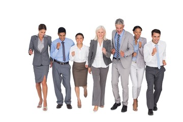 Obraz premium Business people running together 