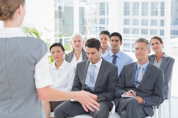 Business people listening during meting 