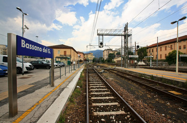 Fototapeta na wymiar Railway in the Italian town