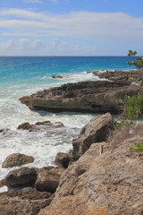 Fototapeta na wymiar Rocky coast of ocean. Guadeloupe