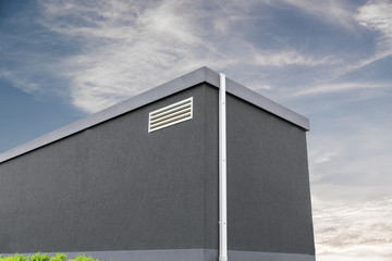  Rückseite einer modernen Garage mit Hintergrund