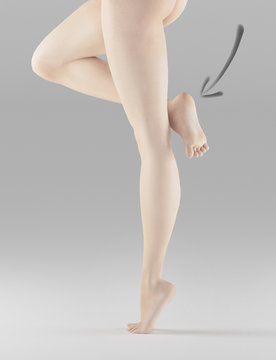 Gambe donna  punta di piedi tallone indicato