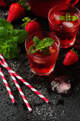 Fresh strawberry lemonade with mint