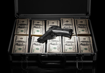Case with money and gun