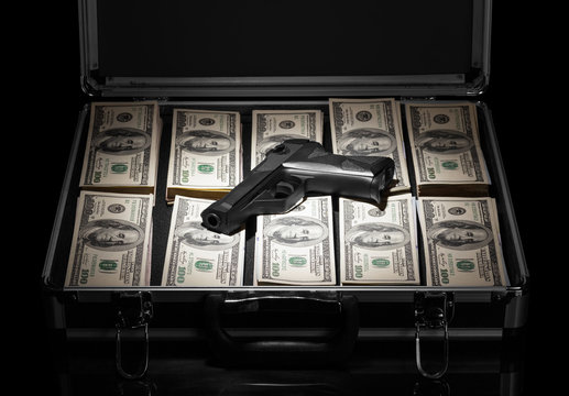 Case with money and gun