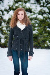 Teenage girl outdoors on a winter day