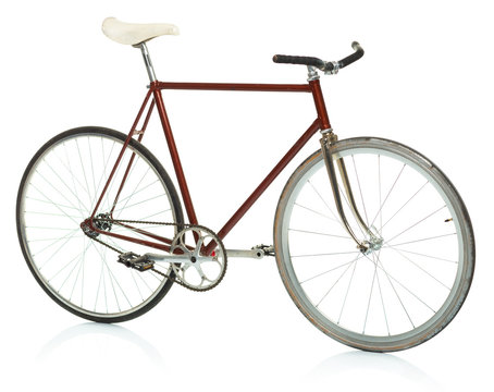 Stylish hipster bicycle - fixed gear isolated on white