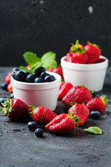 Sweet berry on the black table