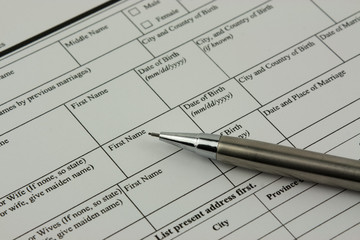 Close up of an application form