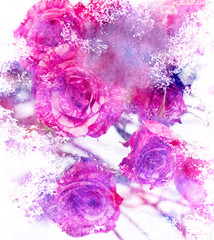 Watercolour toned roses greeting card