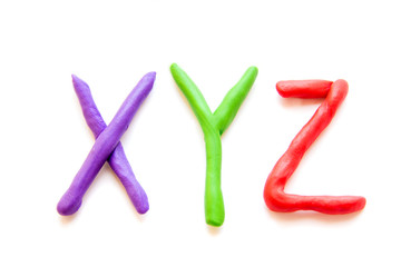 plasticine letters XYZ