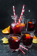 Spanish sangria with orange and lime