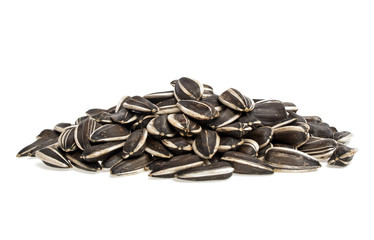 Sunflower seeds on a white background