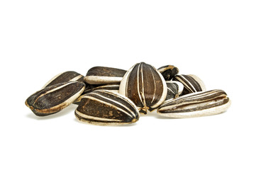 Sunflower seeds on a white background