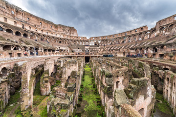 Fototapeta na wymiar Internal view of the Coliseum in Rome, Italy. 