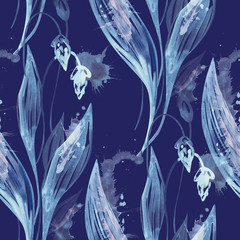 Ribwort seamless pattern