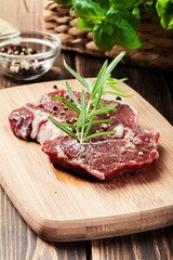 Raw beef steak